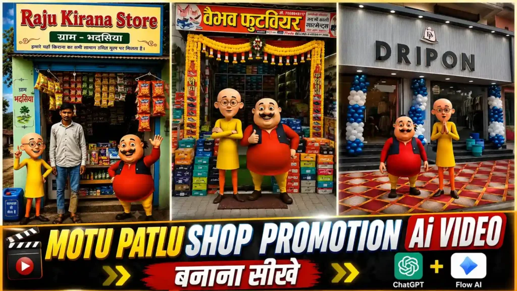 Motu Patlu Shop Promotion AI Video Editing Prompts